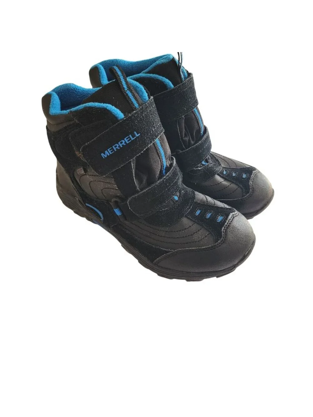Merrell snow boots sz 6 kids black blue waterproof